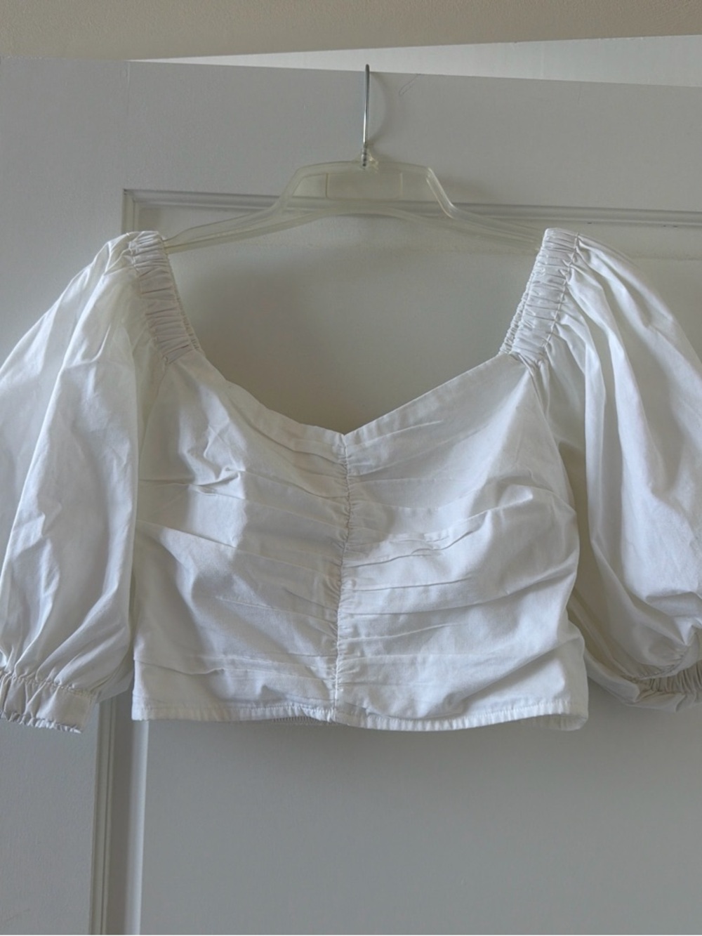 Abercrombie White Puff-Sleeve Cropped Top - Women - size small